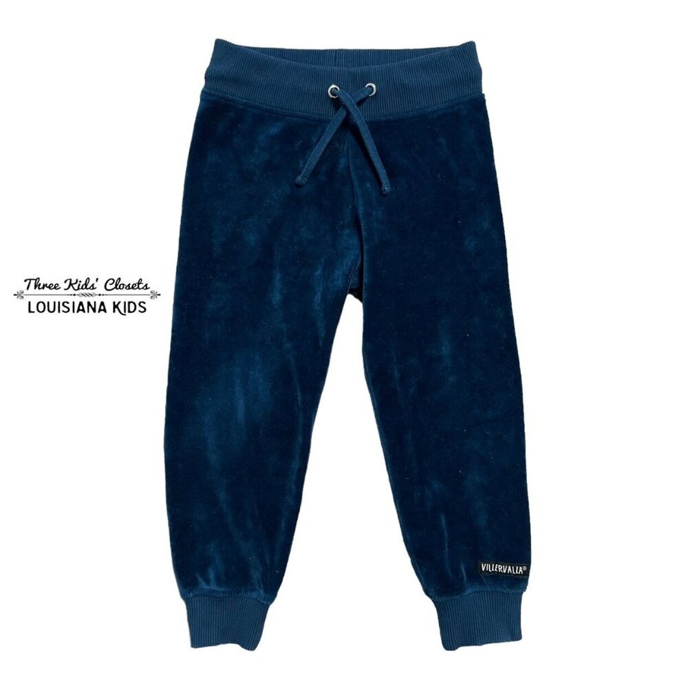 Villervalla Sz 98 (3) Blue Velour Relaxed Pants Joggers